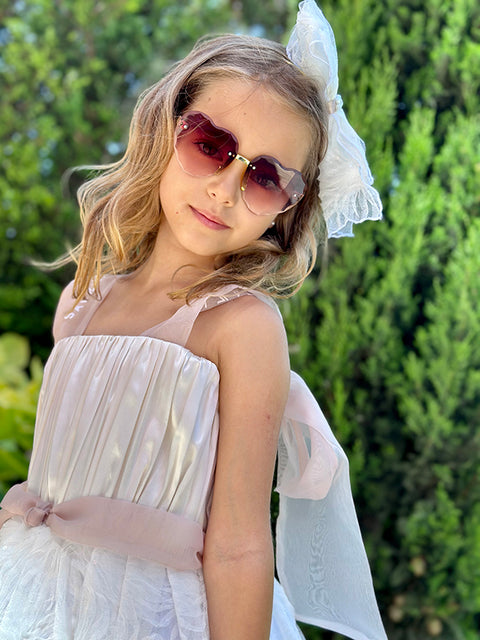 Fiori di Seta Elegant satin and mesh dress