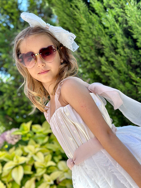 Fiori di Seta Elegant satin and mesh dress