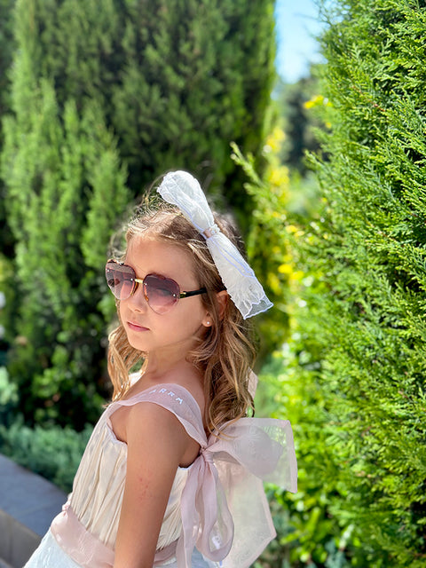 Fiori di Seta Elegant satin and mesh dress