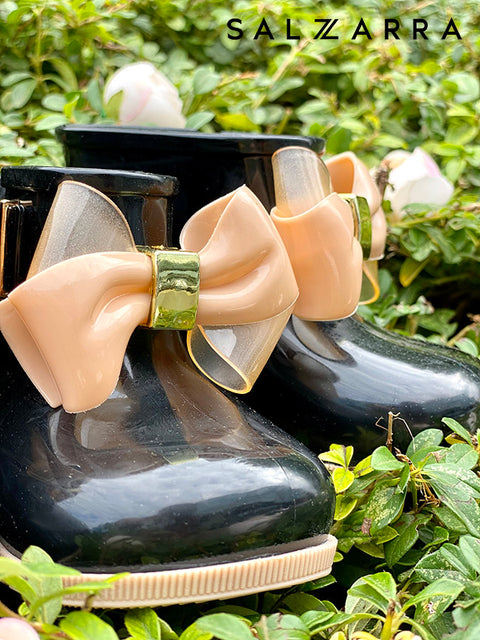 Allaya Rubber boots with beige ribbon