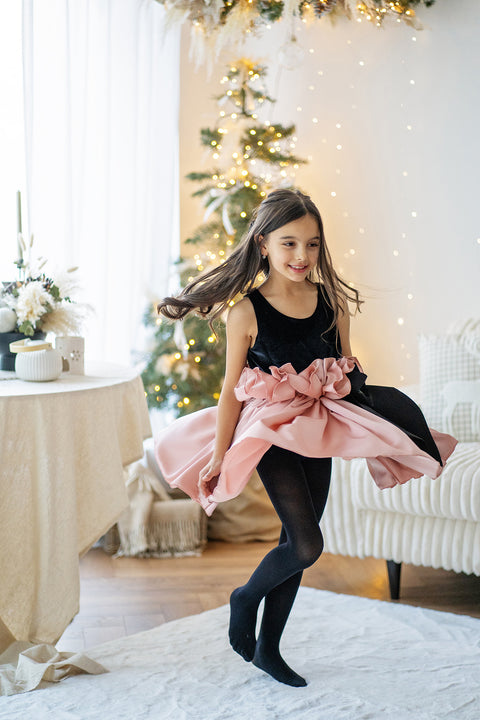 Rosé Noire Рокля черно кадифе и сатен
