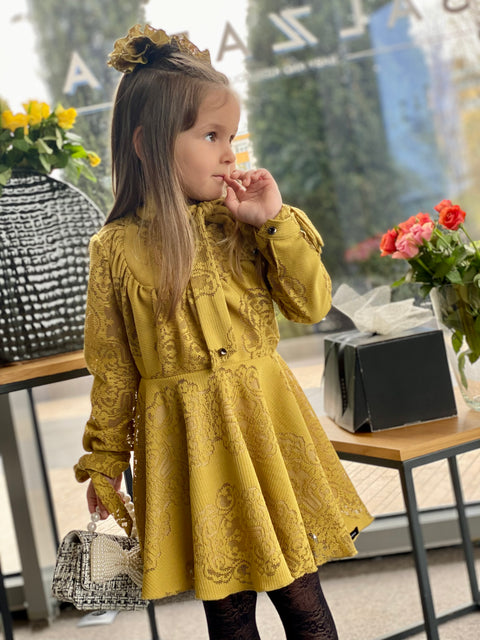 Lace Saffron Рокля дантела в горчица