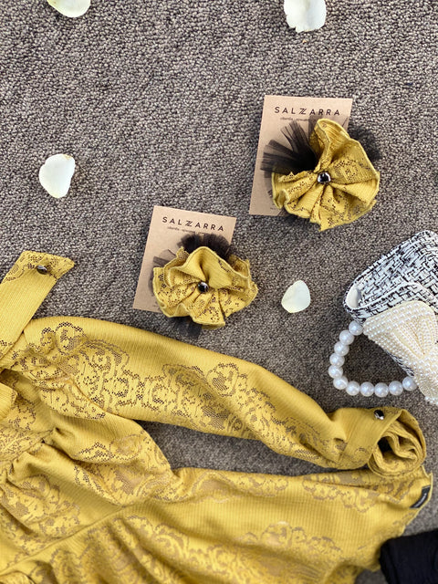 Lace Saffron Рокля дантела в горчица