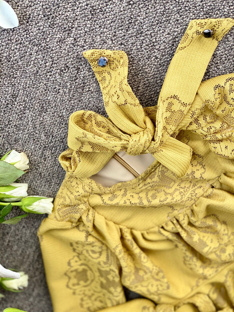 Lace Saffron Рокля дантела в горчица