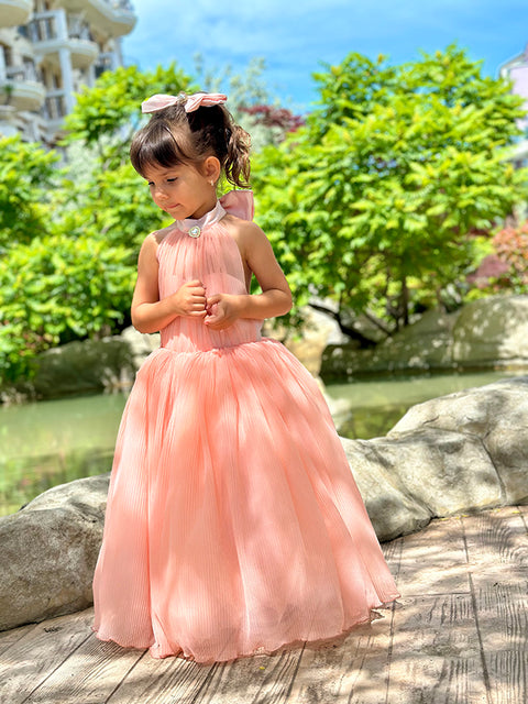 Celestina Grace long dress made of soleil and satin