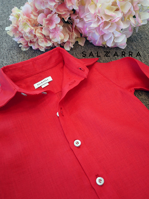 Fiesta Coral Детска ленена риза в цвят диня