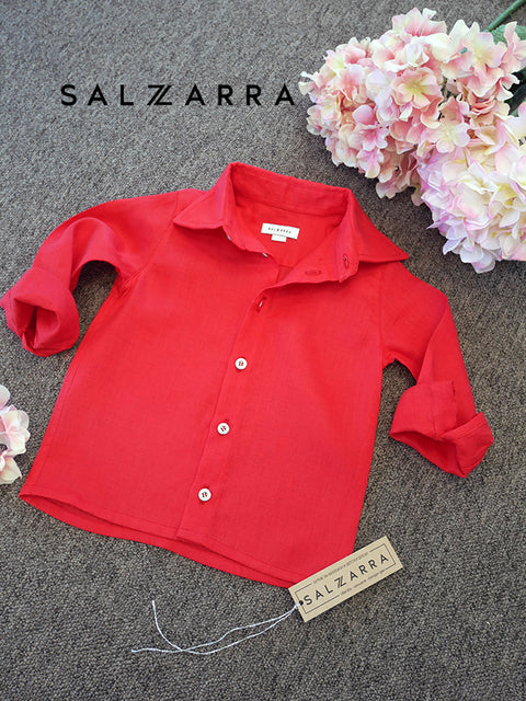 Fiesta Coral Детска ленена риза в цвят диня