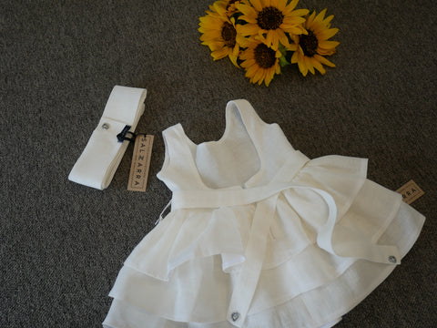 Sunlight Aria Linen dress in ecru with ruffles