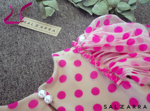Dolcetta Dots Children's dress with dots in cyclamen