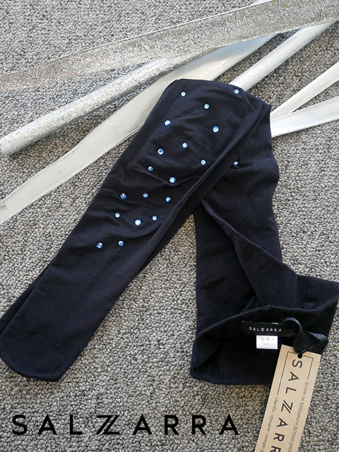 Blue Stones Черен чорапогащник със сини камъчета