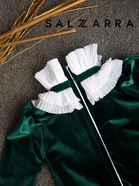 Emerald Grace Зелена рокля кадифе с якичка