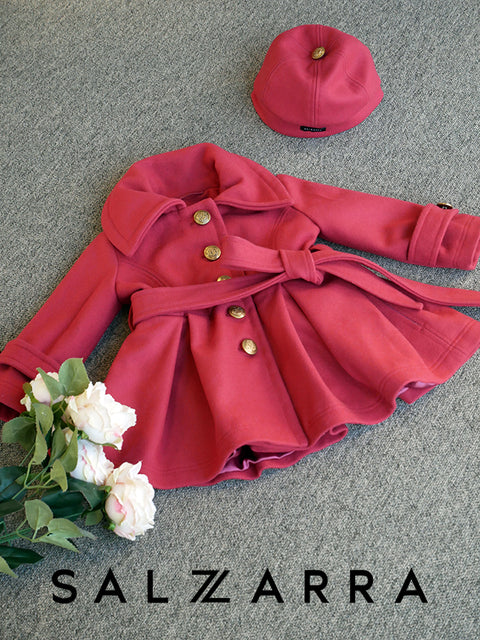 Rosy Houndstooth Coat in Marsala