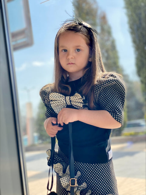 Golden Bow Blouse Детска блуза от жакард с панделка