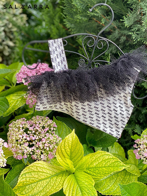 Dragonfly Charm Сатенен бял топ с принт