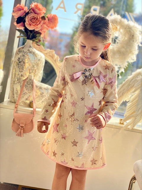 Pinky Stars Bow Hair Accessory