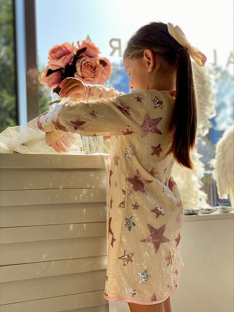 Pinky Stars Sequin Dress