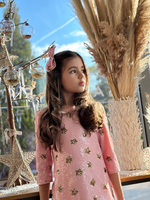 Polar Light Pink Sequin and Tulle Dress