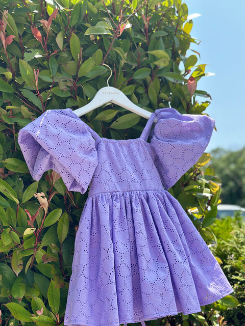 Violet Bloom Purple dress with puff sleeves