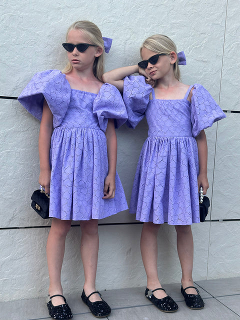 Violet Bloom Purple dress with puff sleeves