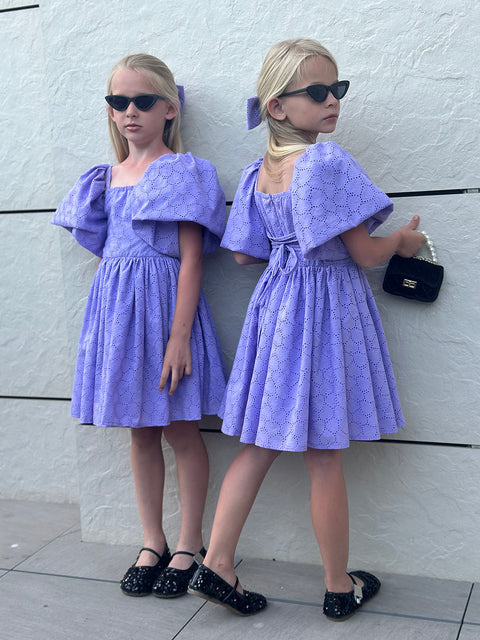 Violet Bloom Purple dress with puff sleeves