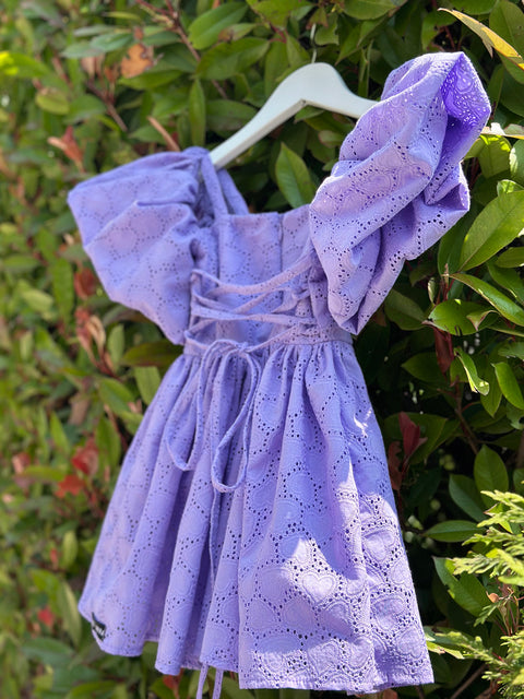 Violet Bloom Purple dress with puff sleeves