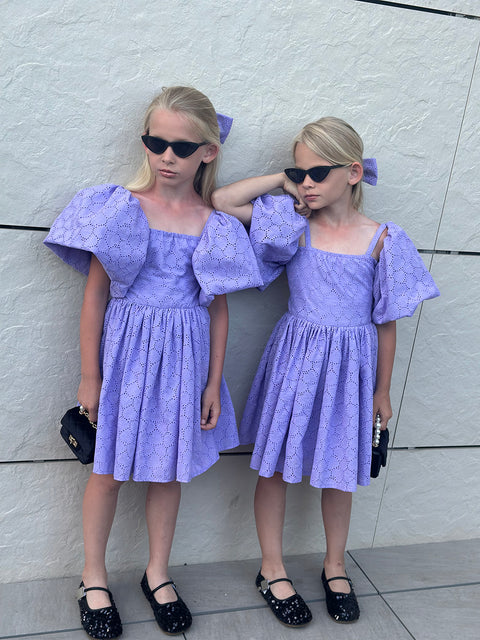 Violet Bloom Purple dress with puff sleeves