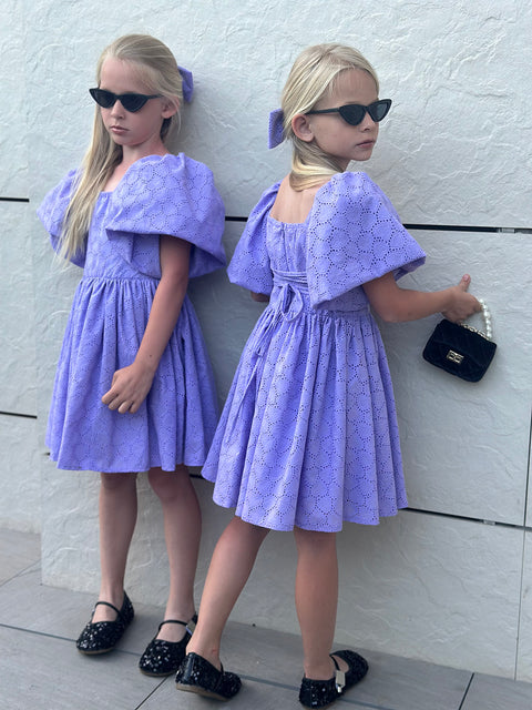 Violet Bloom Purple dress with puff sleeves