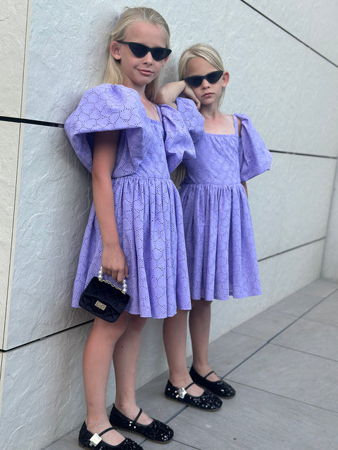 Violet Bloom Purple dress with puff sleeves