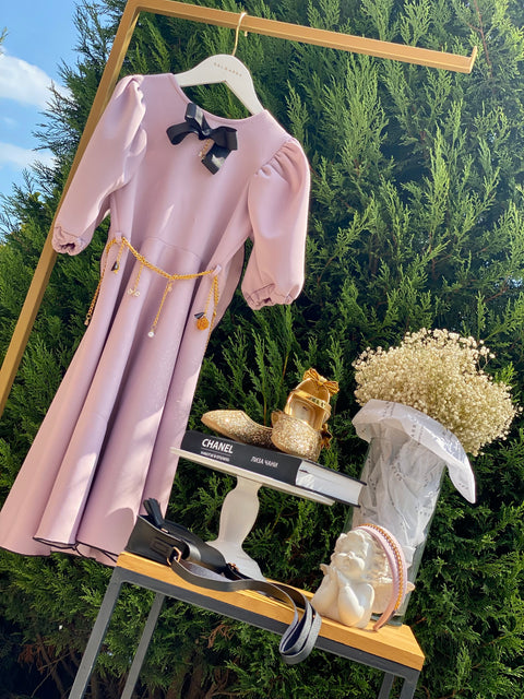 Belleza Lila Детска рокля от лилав неопрен с буфан ръкав