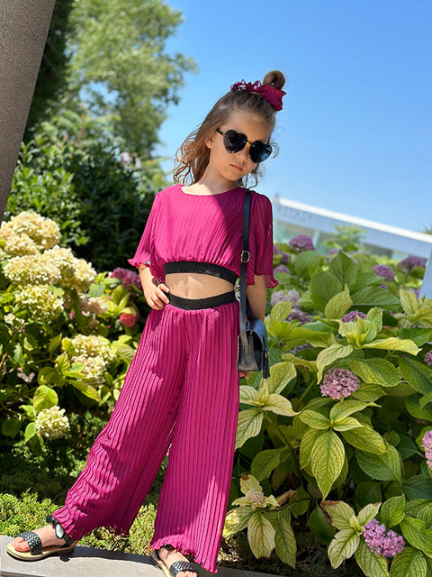 Berry Chic Wide Pants Children's wide pants made of soleil in purple