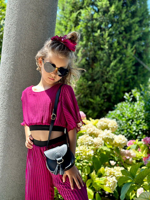 Berry Chic Wide Pants Children's wide pants made of soleil in purple