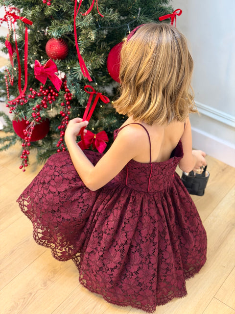 Rubina burgundy lace dress