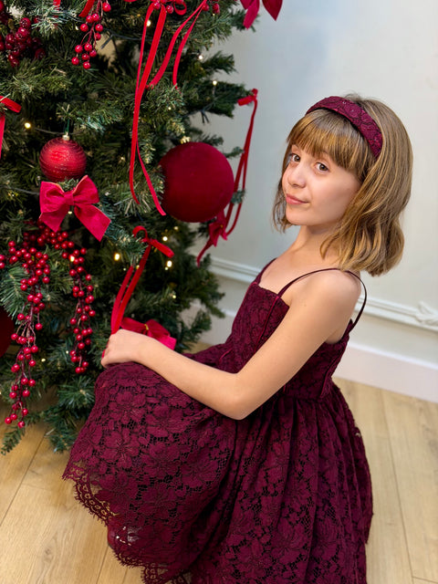 Rubina burgundy lace dress