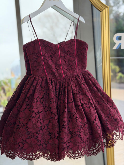Rubina burgundy lace dress