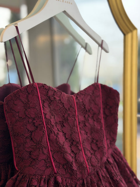 Rubina burgundy lace dress