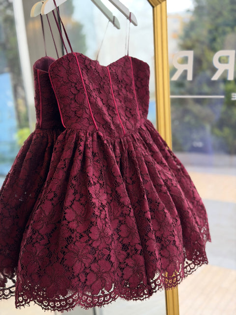 Rubina burgundy lace dress