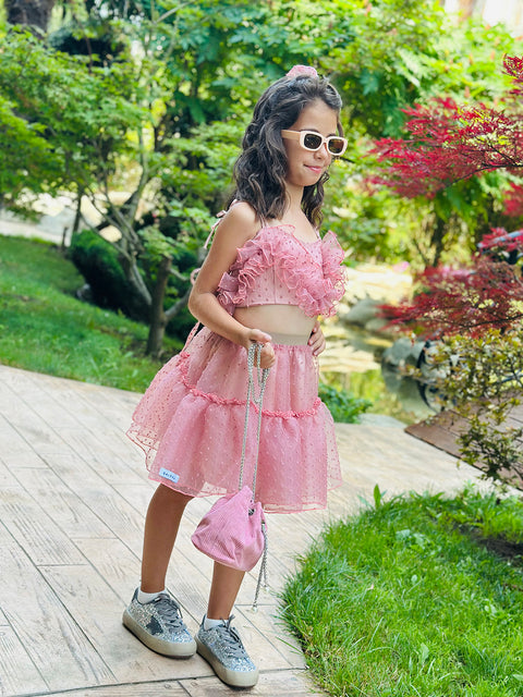 Rose Mist Οργαντζένιο τοπ σε ροζ της στάχτης