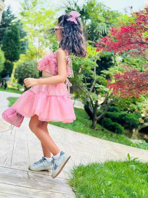 Rose Mist Οργαντζένιο τοπ σε ροζ της στάχτης