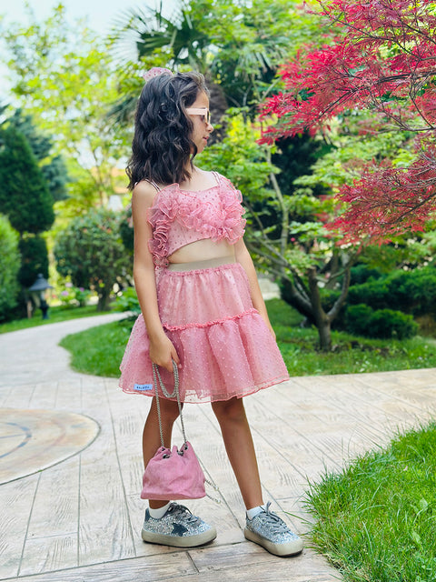 Rose Mist Οργαντζένιο τοπ σε ροζ της στάχτης