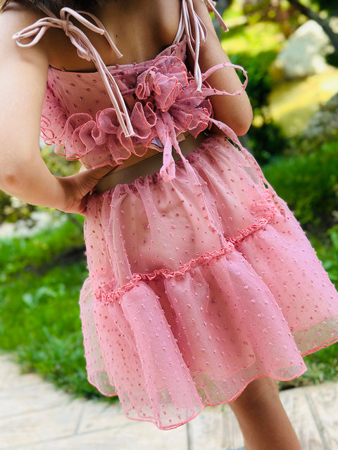 Rose Mist Οργαντζένιο τοπ σε ροζ της στάχτης