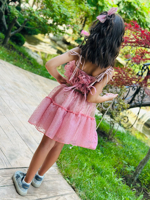 Rose Mist Οργαντζένιο τοπ σε ροζ της στάχτης