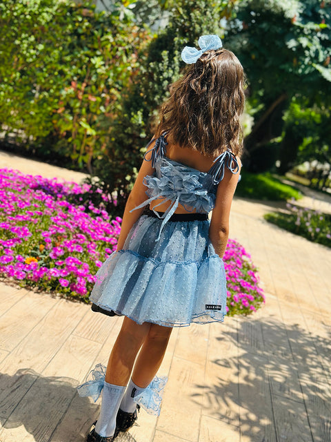 Blue Breeze Οργαντζένια φούστα σε μπλε χρώμα