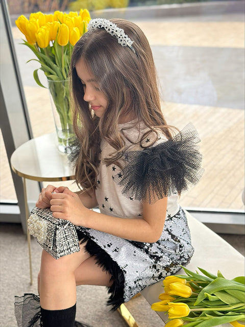 Moonlight Feather Пола с пайети и пера