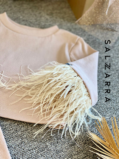 Nude Feather Блуза и клин в nude с пера