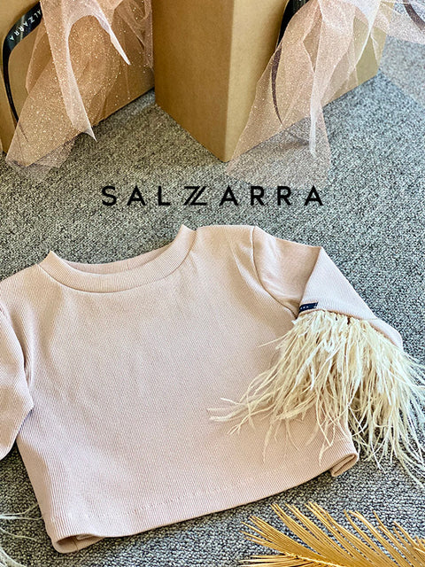 Nude Feather Блуза и клин в nude с пера