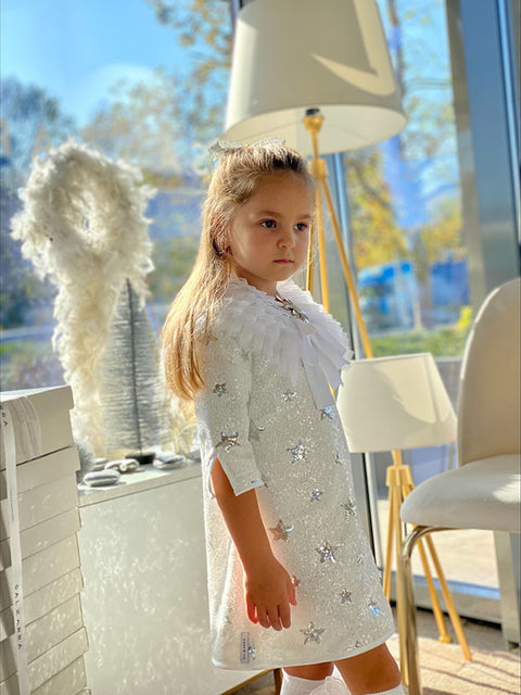 Starlet Shine Dress with Collar and Sequins