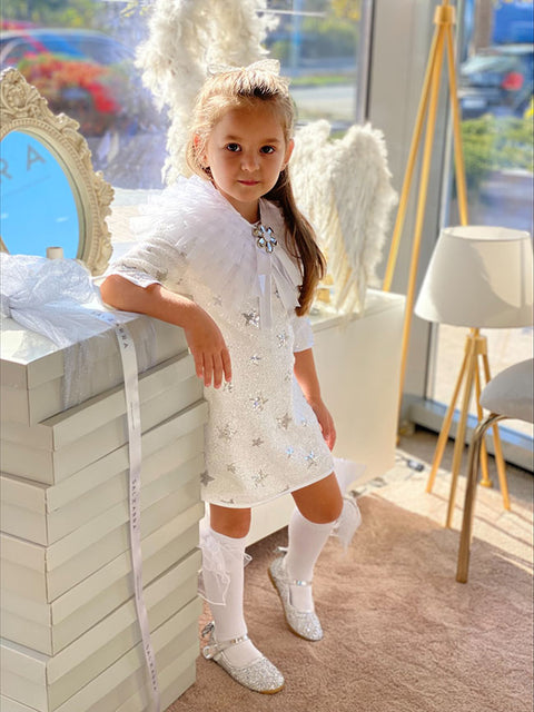 Starlet Shine Dress with Collar and Sequins