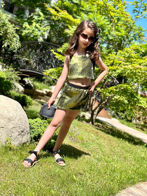 Dazzle Bloom Детска пола от зелени пайети