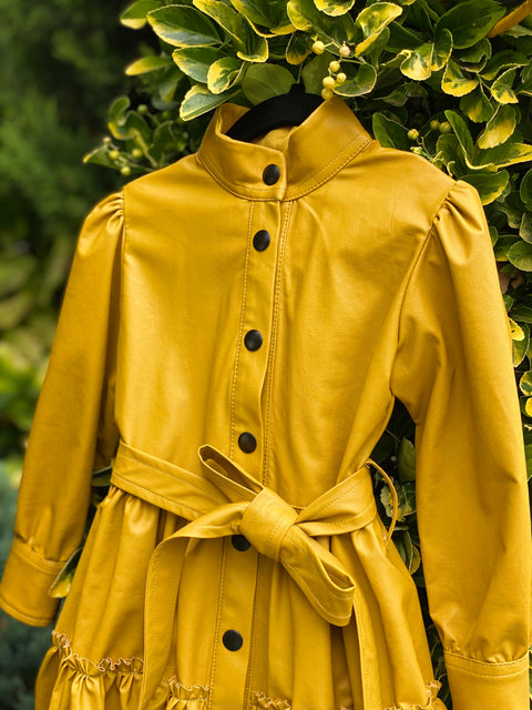 Mustard Charm Mustard shirt dress with belt