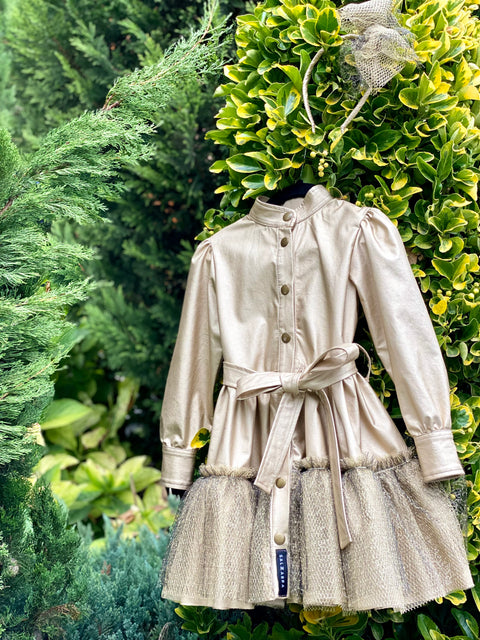 Fior D’Oro Dress Златиста рокля от кожа